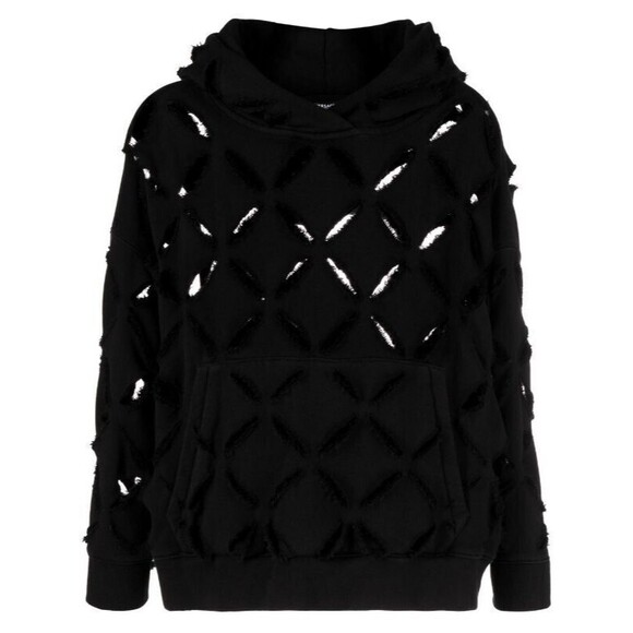 Versace Cut Out Detail Distressed Black Sweater Hoodie Oversized 38/2 NWT $2,150 - Picture 1 of 15